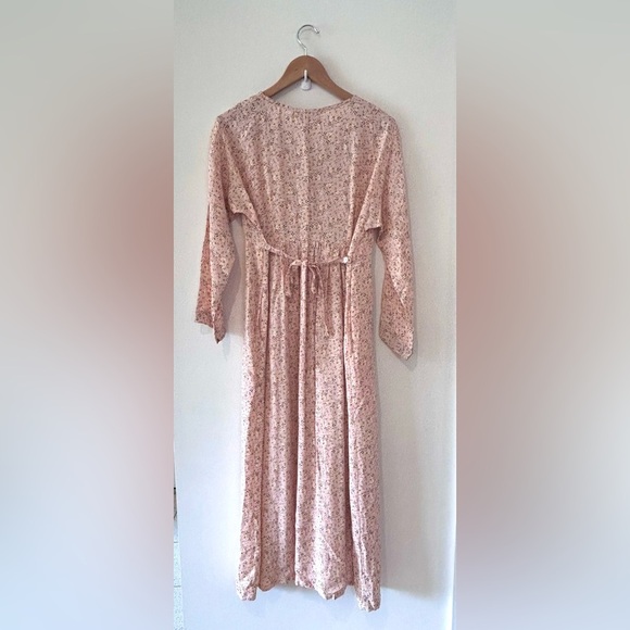 APRIL CORNELL Vintage 90s Feminine Pink Button Down Floral Embroidered Dress - Picture 6 of 11